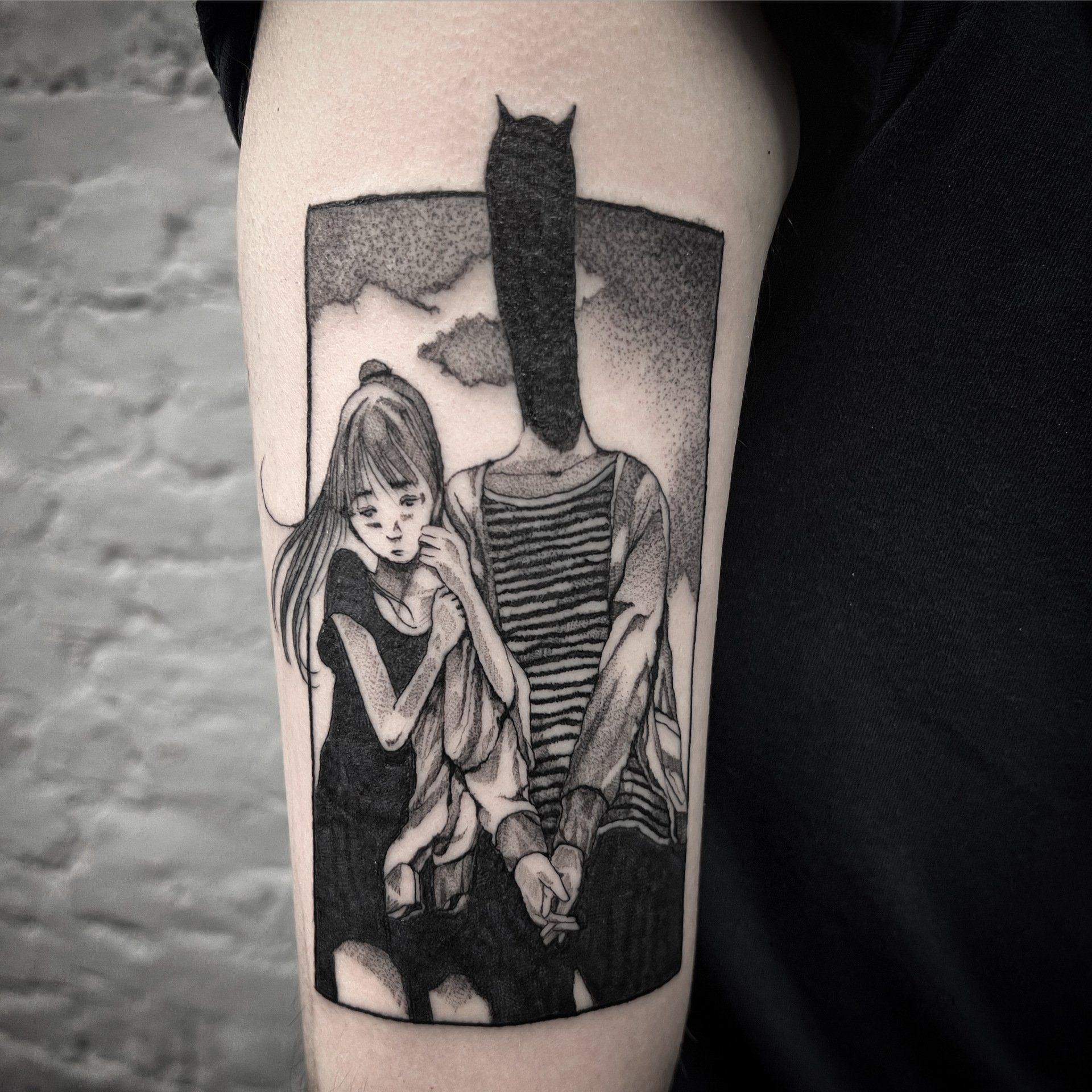 Black and grey custom tattoo by Sacred Seers in Folkestone