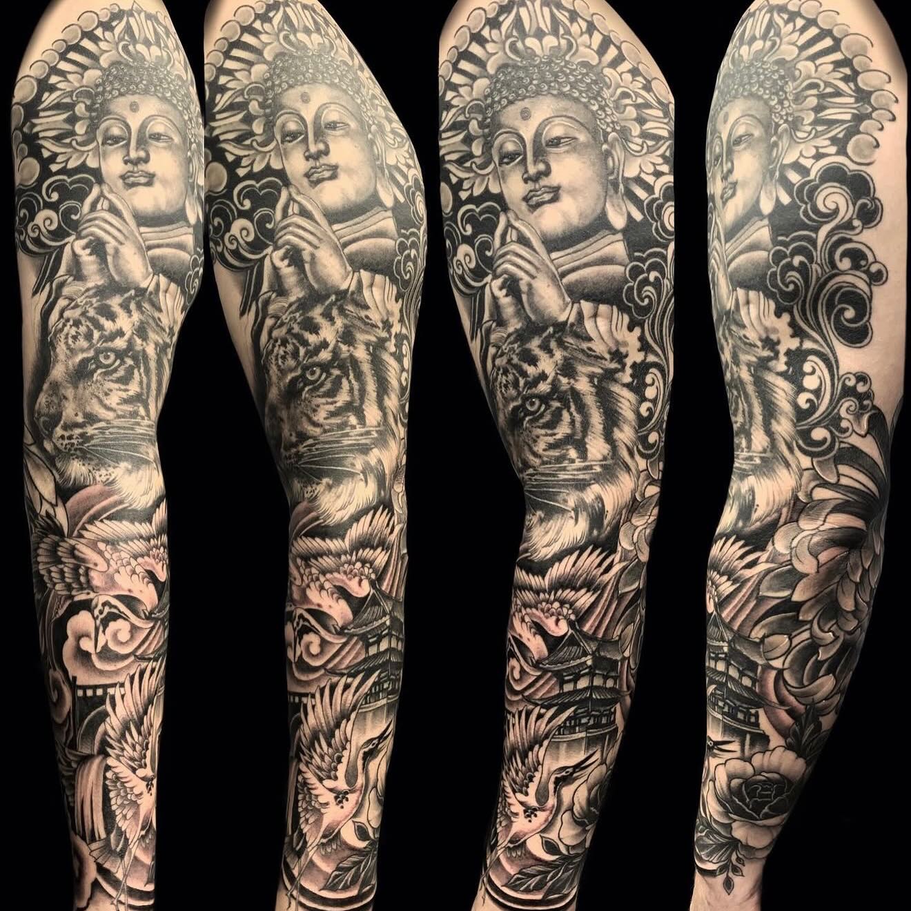 Thank you to all the clients that commit to larger scale work, we appreciate you and your commitment. Made by @joshwilding #sleeve #sleevetattoo #blackandgreytattoo