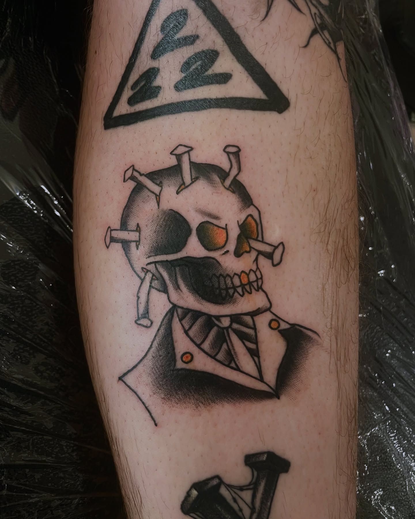 Skully boy done recently by @lloyd.g.tattoos 
Dm to enquire and book some traditional bangers ?