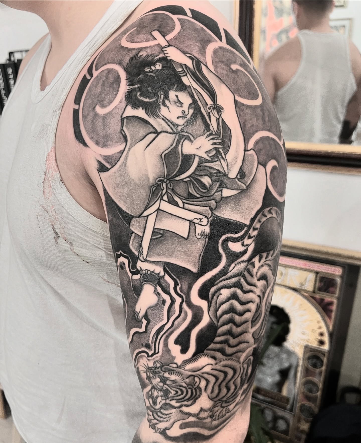 One session to go on the inner arm. Thanks for the cool idea. Josh is always open for more in this style. @joshwilding #japanese #japanesetattoo #blackandgreytattoo #blackandgrey #black #ink
