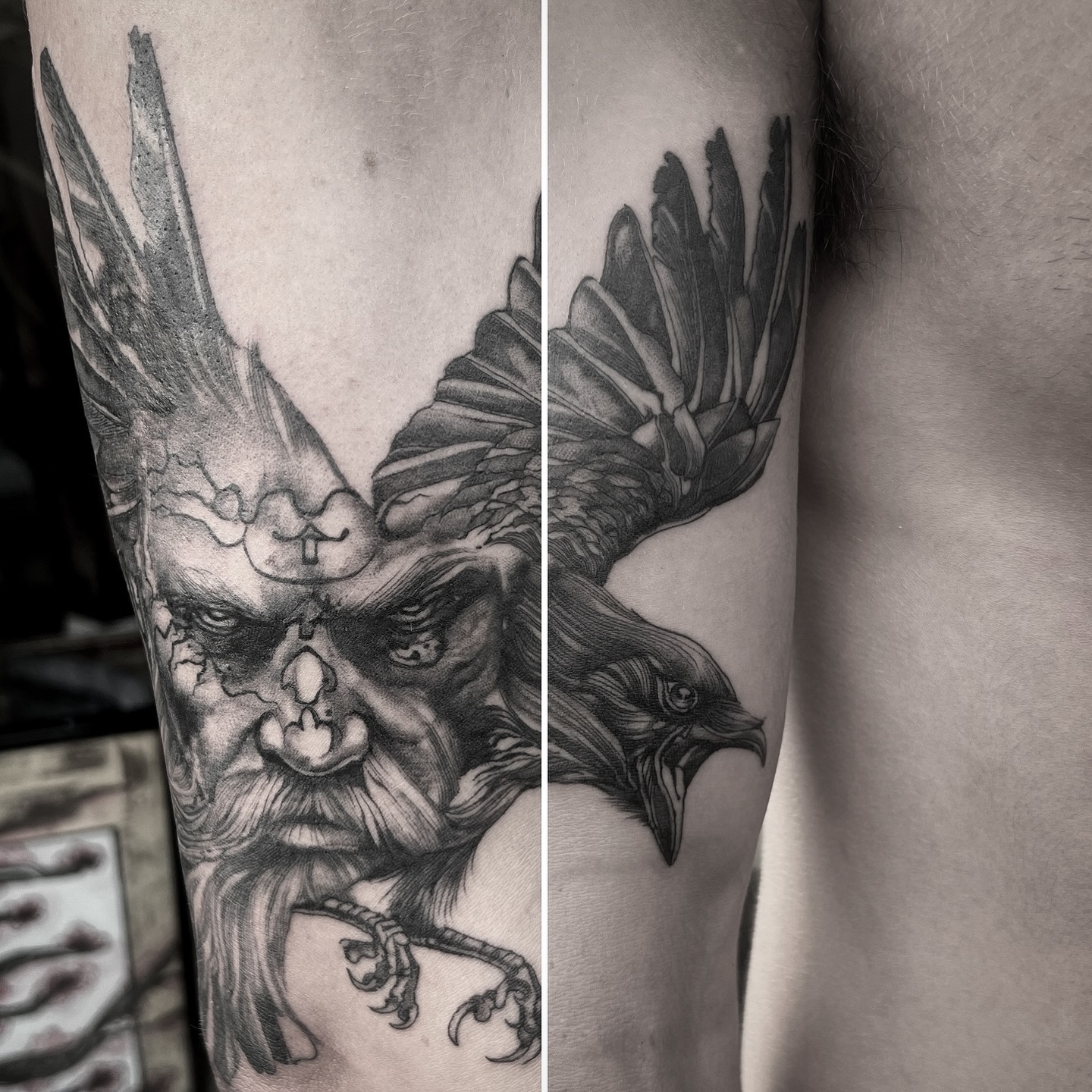 Loved making this piece yesterday. Thanks to Oscar. This will be part of a sleeve. #viking #vikingtattoo #sleeve #sleevetattoo #blackandgreytattoo #blackandgrey