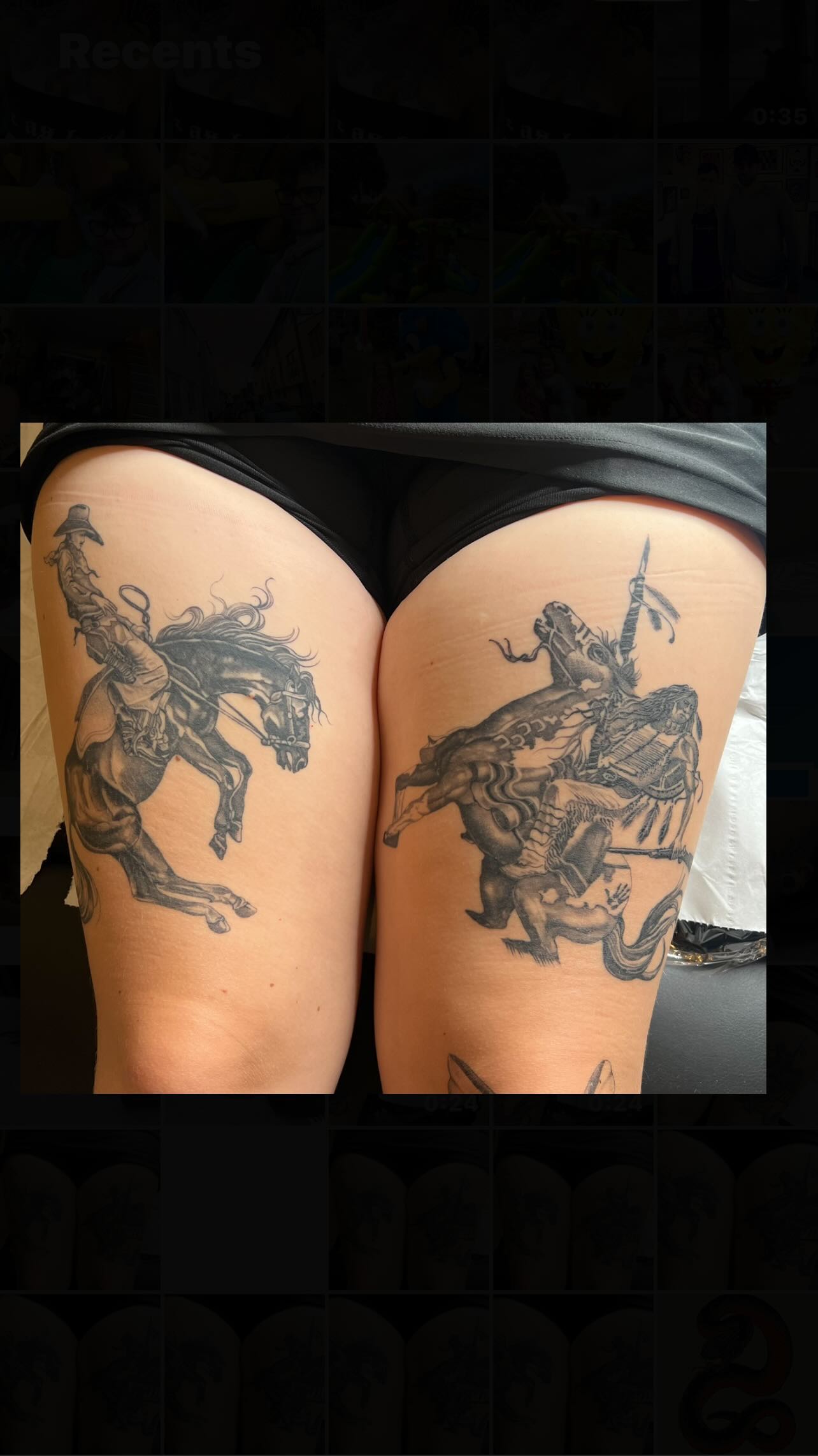 Fully healed. Thanks @saint.mikk these were a lot of fun to do and a really cool idea. Referenced from some old illustrations. #cowboy #legtattoo #indian #blackandgreytattoo #inkedgirl #inked #inkedup #tattooinspiration