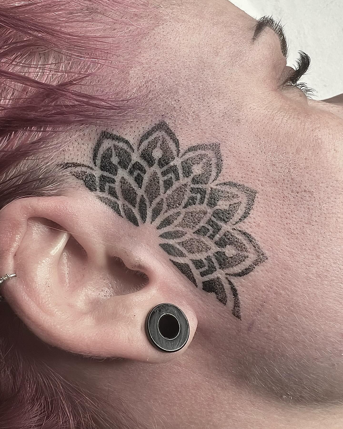 Couple face tats for @hellcat.lifts these were a lot of fun, and tricky, to do. Very pleased with the results. #face #facetattoo #fineline #finelinetattoo #femaletattoo #inked #inkedgirls #symbol #mandala #geometrictattoo #mandalatattoo